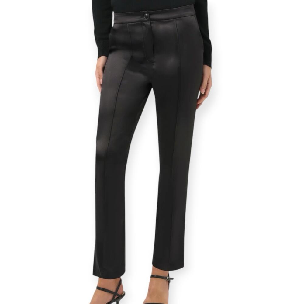 NWT Anatomie Arden Satin Straight Leg Pant in Black Size Large